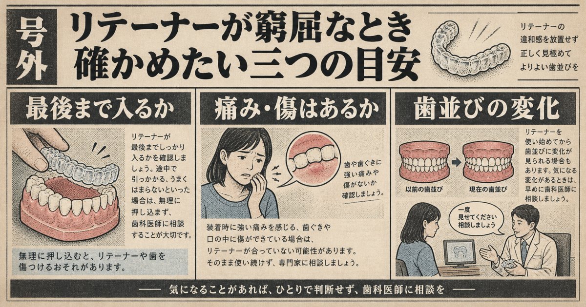 リテーナーを着け忘れて窮屈なときの判断と連絡の目安